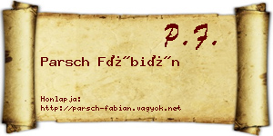 Parsch Fábián névjegykártya